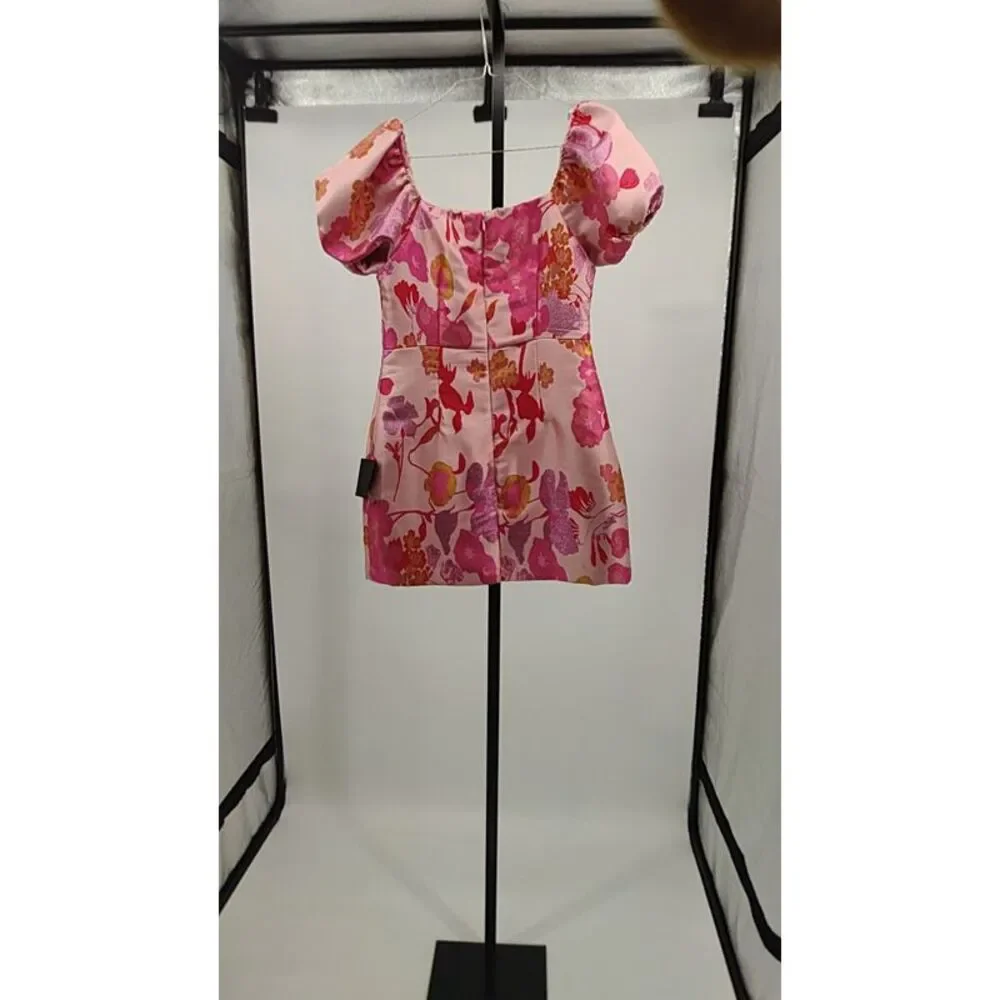 Lulu's Pink Floral Puff Sleeve Dress - Picture 3 of 3